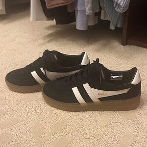 Gola women's Black and White Sneakers with Gum Sole